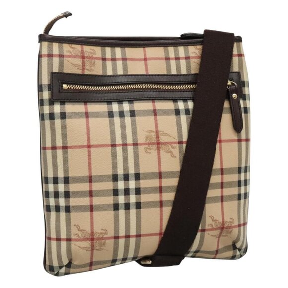 BURBERRY Nova Check Shoulder Bag PVC Leather Beige